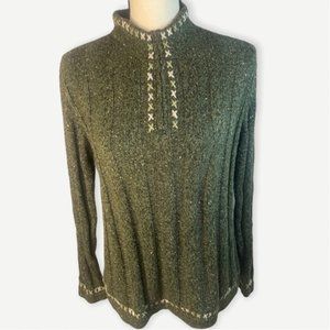 Woolrich Quarter Zip Sweater Vintage Green Small